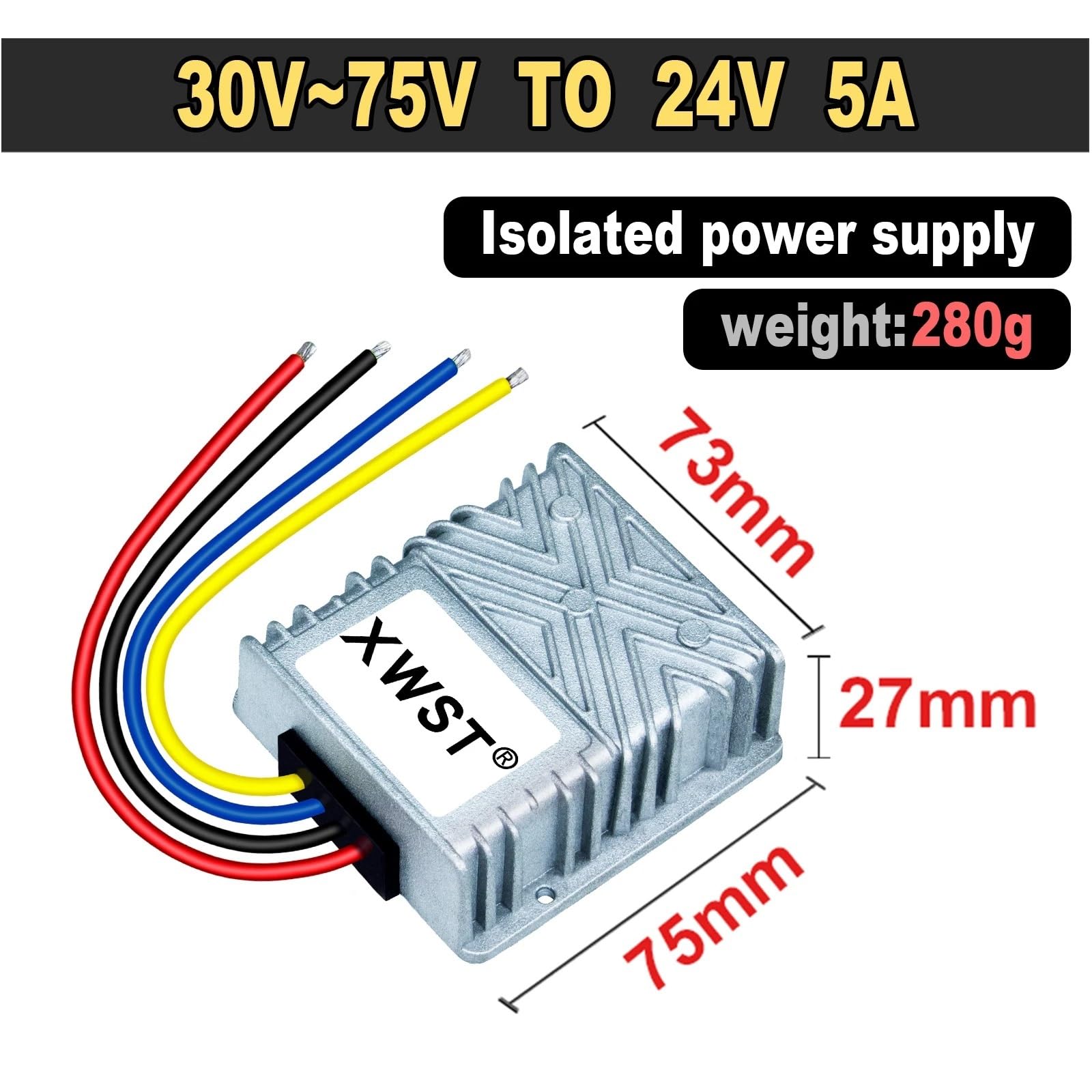 DC izolowany konwerter 36V48V60V72V100V do 24V 5A 6A moduł regulatora napięcia 30-120 V do 24 V falownik prądu (5A 75srebrny, 30-90 V)