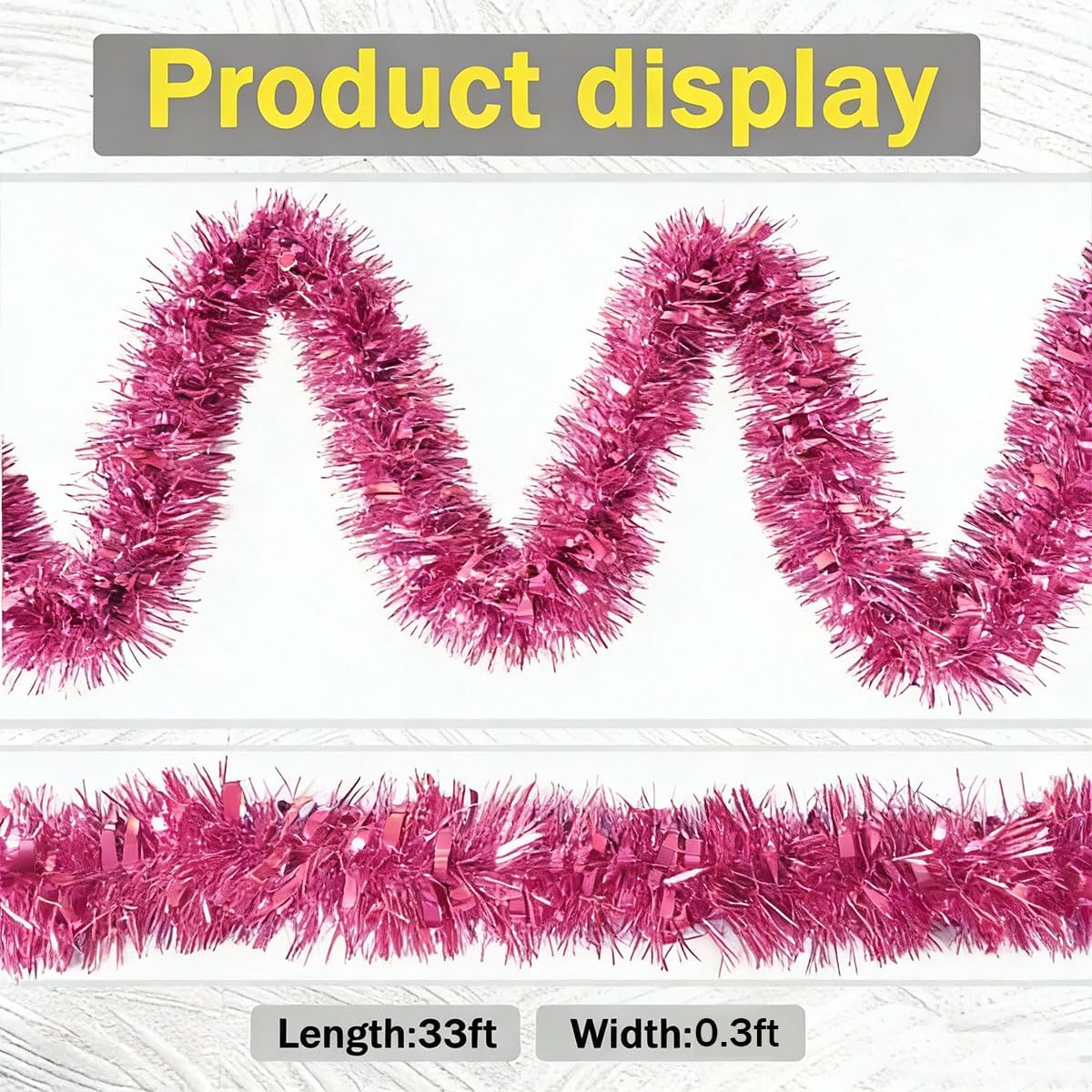 Light Pink Tinsel Garland, 33 Ft Soft Twist Decorations for Baby Shower Girl, Princess Birthday, Valentine’s Day, Wedding, Easter, Spring Party Backdrop Supplies