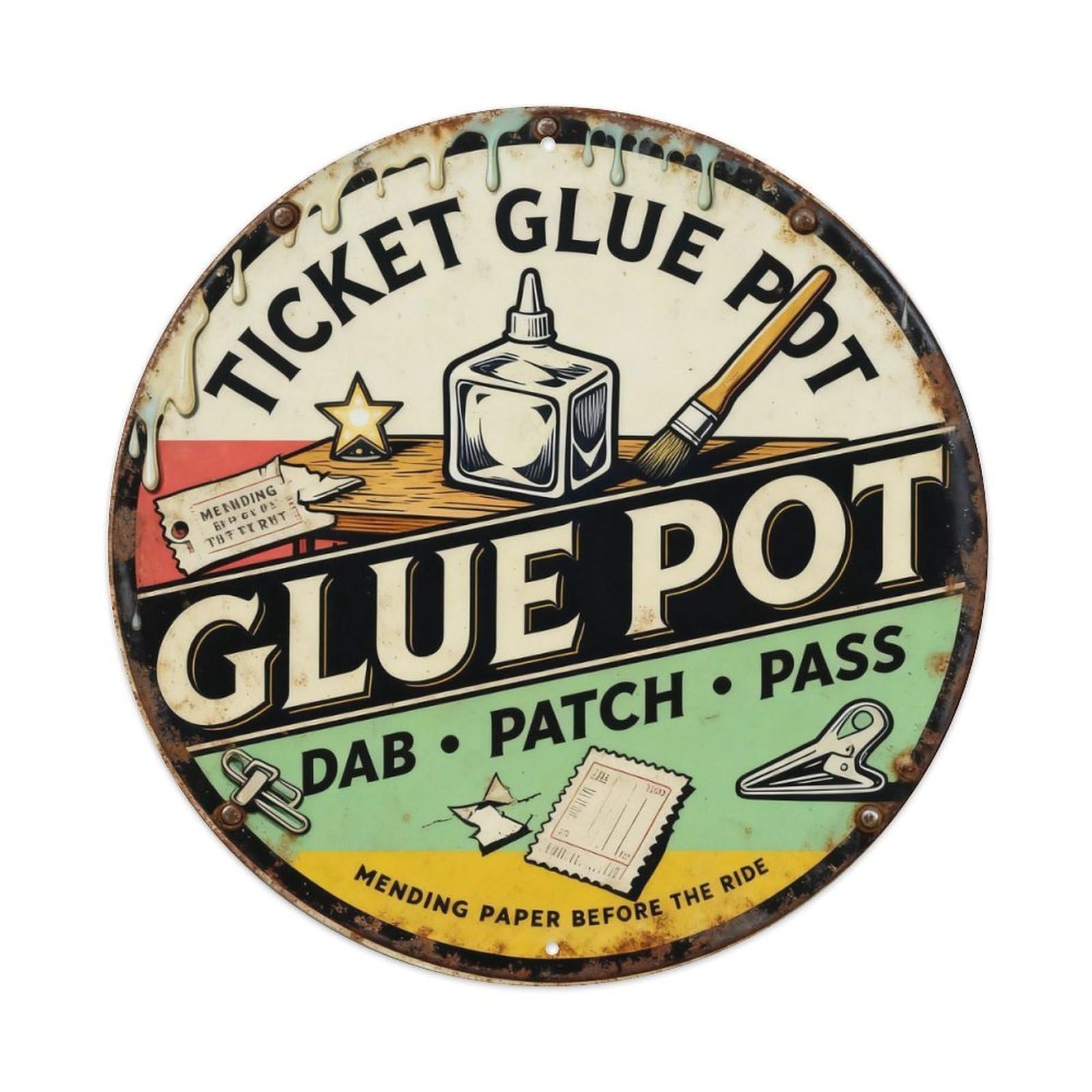 Ticket Glue Pot Sign Metal Tin Sign Plaque