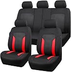 CAR PASS CAR-Grand Universal 3D Air Mesh-100% Breathable Sporty High Back Car Seat Covers Front Seat Only Buncket Airbag Compatible Fit 90% Automotive SUV Truck Saden Cute Women(Two Front, Black Red)