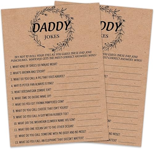 Juego de bromas de papi, tarjetas de juego de baby shower, papel kraft rústico para niños o niñas neutros de género, suministros de fiesta de baby