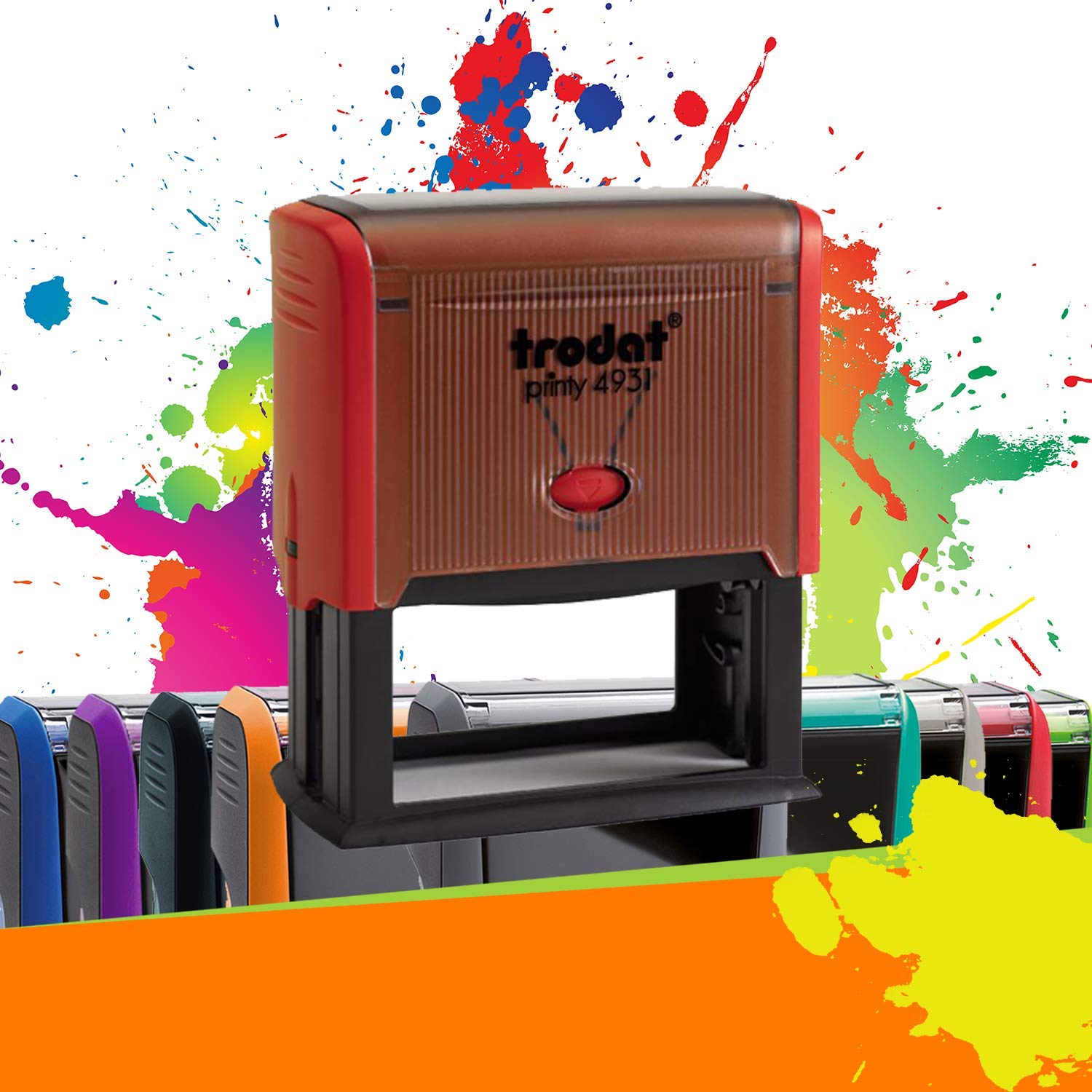 Trodat Printy 4931 - Professioneller Selbstfärbestempel mit 7 Zeilen zur Personalisierung – Textplatte 70 x 30 mm Inklusive (Rot)