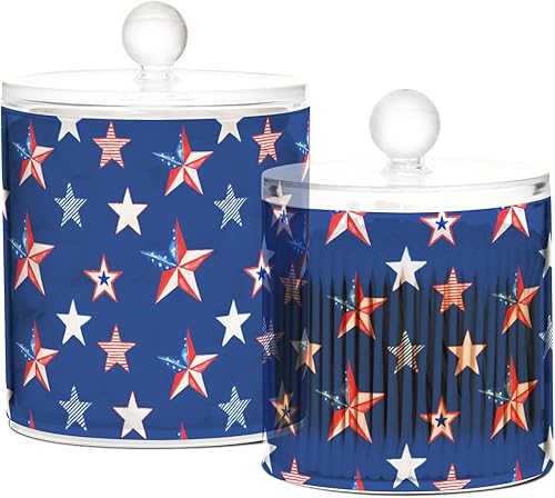 Miniatura 2 de Tarros de Día de los Caídos con tapas, tarros decorativos para lavandería, dispensador de hisopos de algodón para dormitorio, artículos esenciales