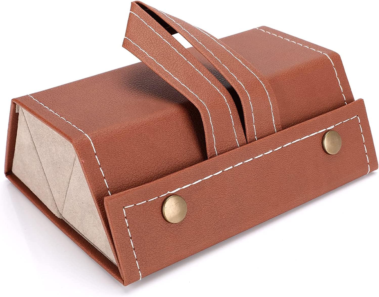 JD FRESHJD FRESH Sunglass Organizer/3 Slots Travel Googles Organizer Box/Foldable Spectacles Case/Eyeglasses Display Container Box/Hanging Eyewear Holder for Men and Women (Brown)