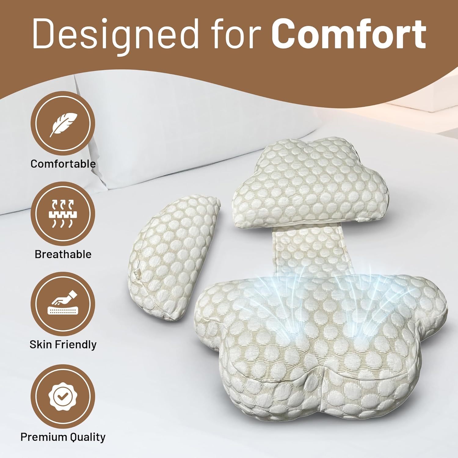 Pregnancy Wedge Pillow for Sleeping Cloud Shape - Bamboo Cover Fabric - Soft and Adjustable Wedge Pillow for Back, Belly and Hip Relief - All Trimesters Side Sleeping