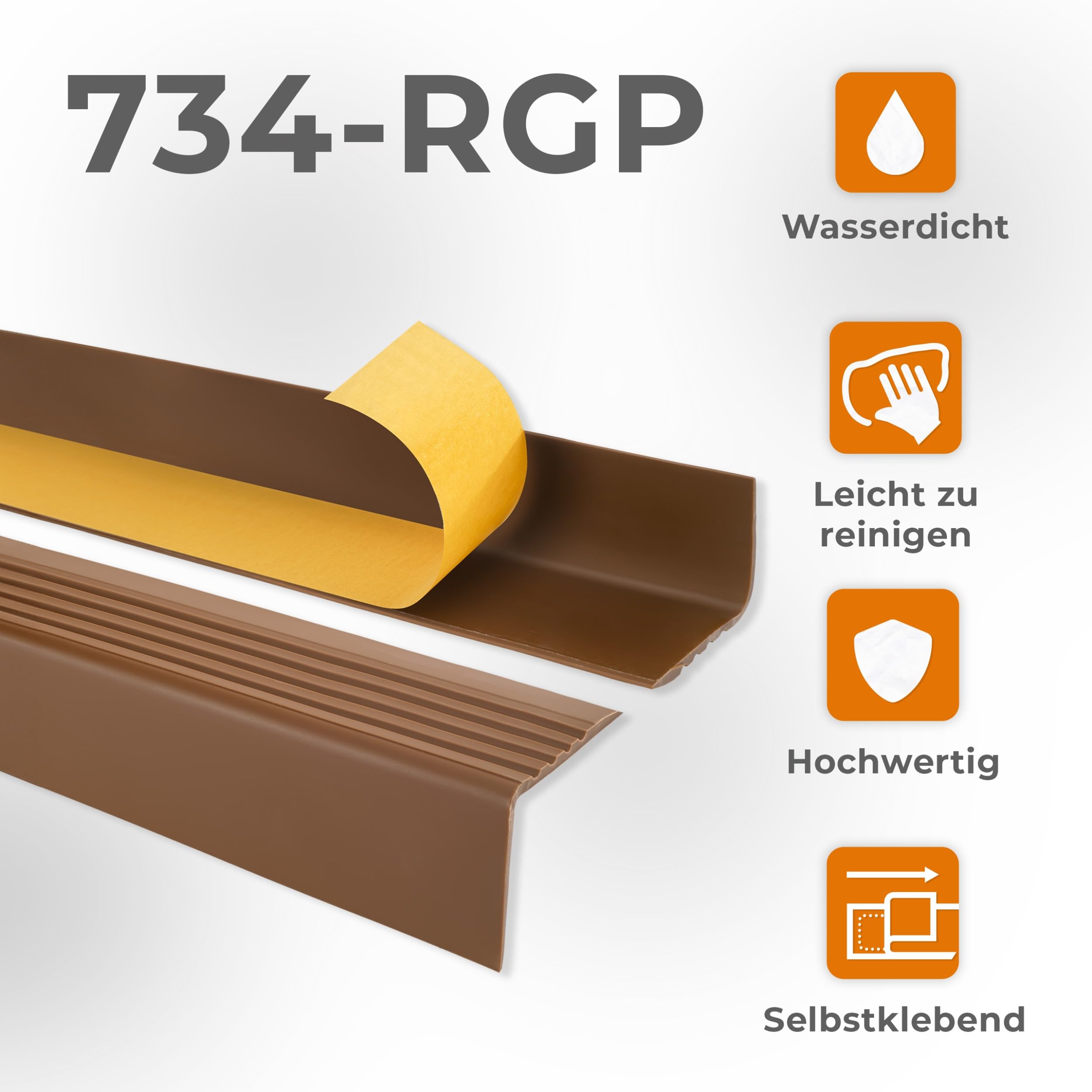 Profilo Per Bordi Scale In PVC - Autoadesivo, Antiscivolo, Grigio Scuro, 80 Cm - Foto 13