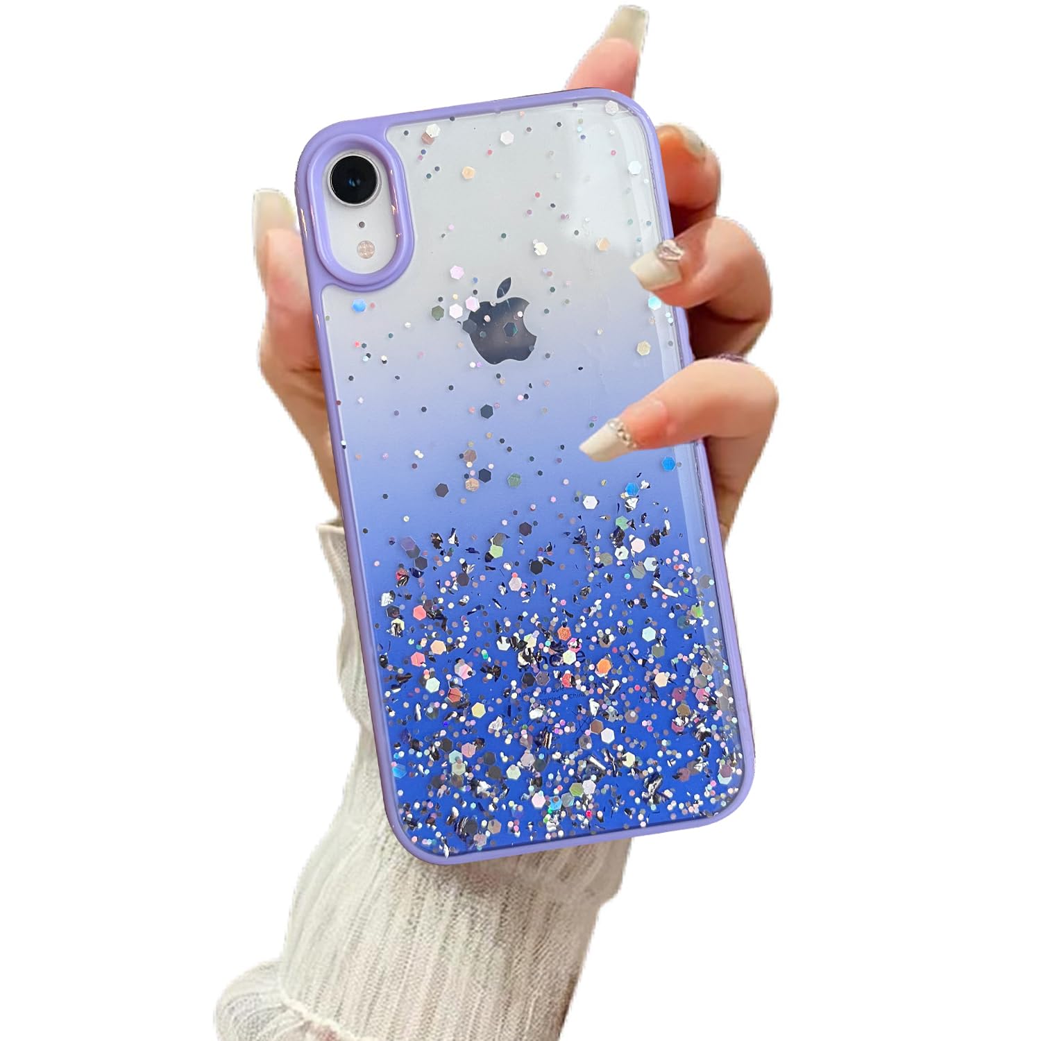 Sponsored Ad - VONZEE® Case Compatible with iPhone XR (6.1 inch), Non Moving Glitter Cover for Girls & Women Soft TPU Shockproof Anti Scratch Drop Protection Cover (Purple)