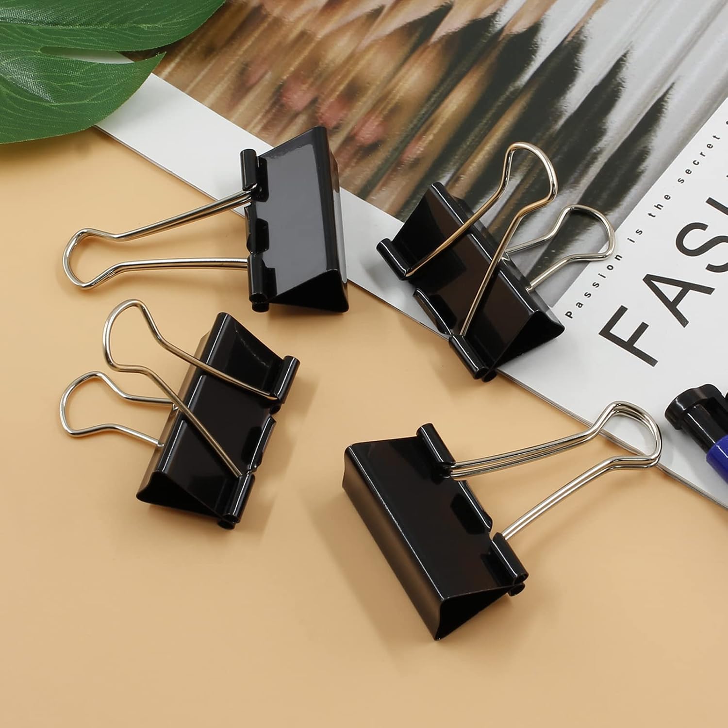 40 Pack 1.6" Black Binder Clips, 18mm Capacity Metal Office Clamps image 5