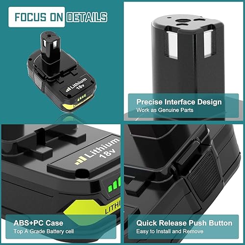 Miniatura 4 de Batería de repuesto P102 de 3.0Ah para batería Ryobi de 18 V P102 P103 P104 P105 P107 P108 P109 P122, batería inalámbrica compatible con batería