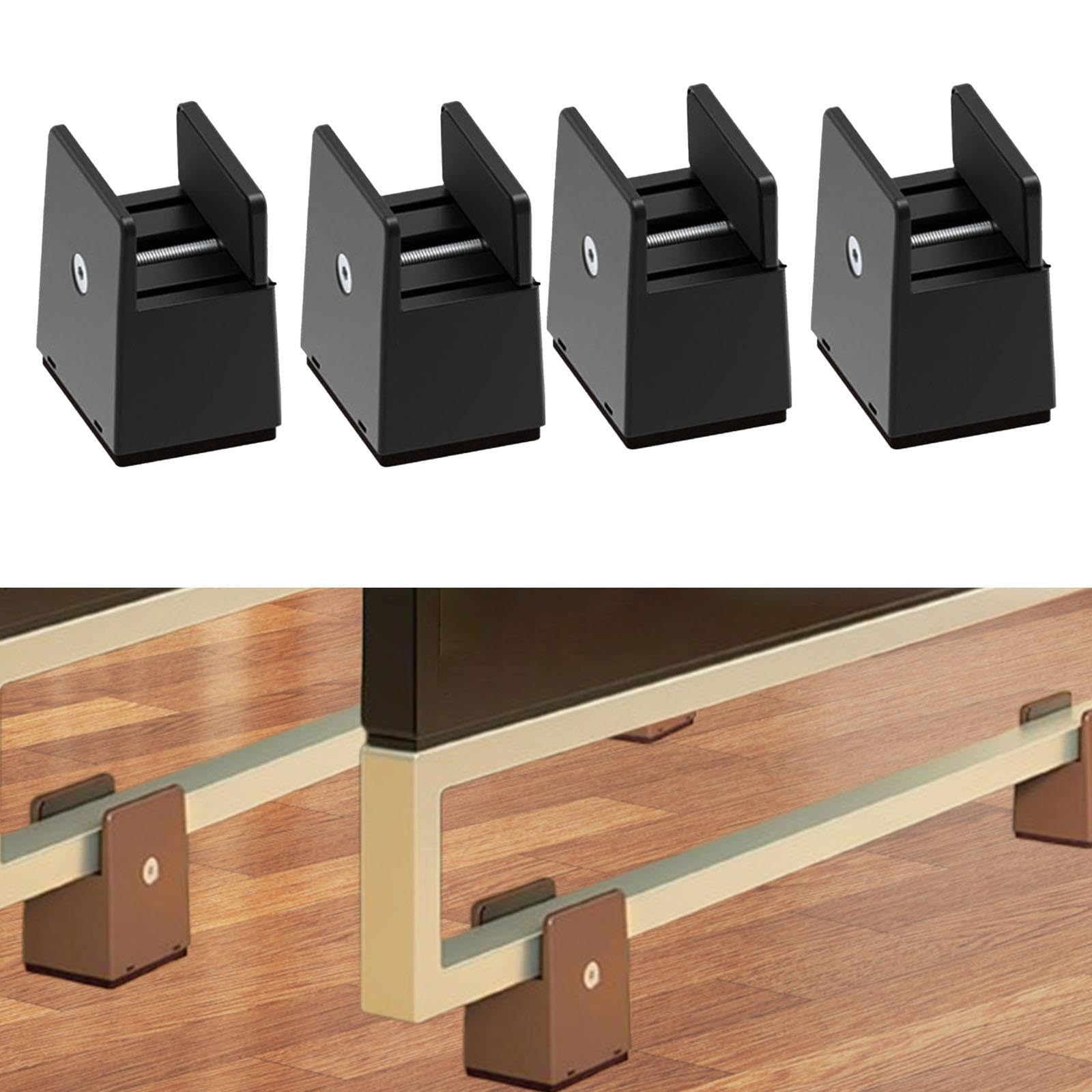 4 Elevadores de Cama, Extensores de Altura, Bloques Elevadores de Patas para Escritorio, Sofá, Cama Y Silla, Negro, Altura 5 Cm