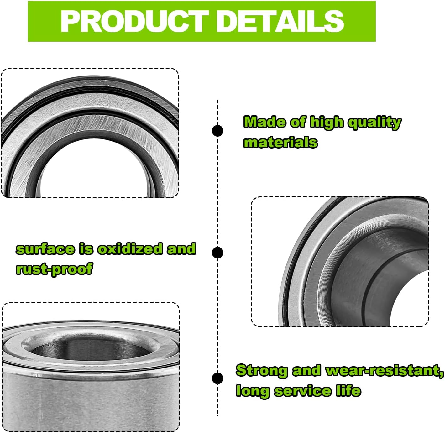 Front Heavy Duty Wheel Bearing & Seal kit - Compatible with Honda 2014-2024 Rancher 420 Rubicon 500 520 / Foreman 500 520, Replace 91051-HR3-A21 90651-HR3-A20