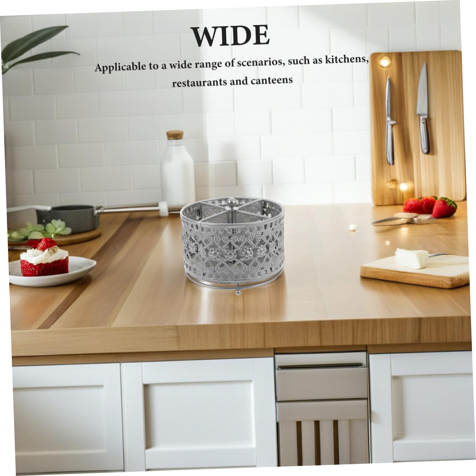 SOIMISS Support de Rangement pour Baguettes et Ustensiles en Fer, Rotatif, à Drainage Rapide, Design Ajouré, Cuisine et Salle à Manger