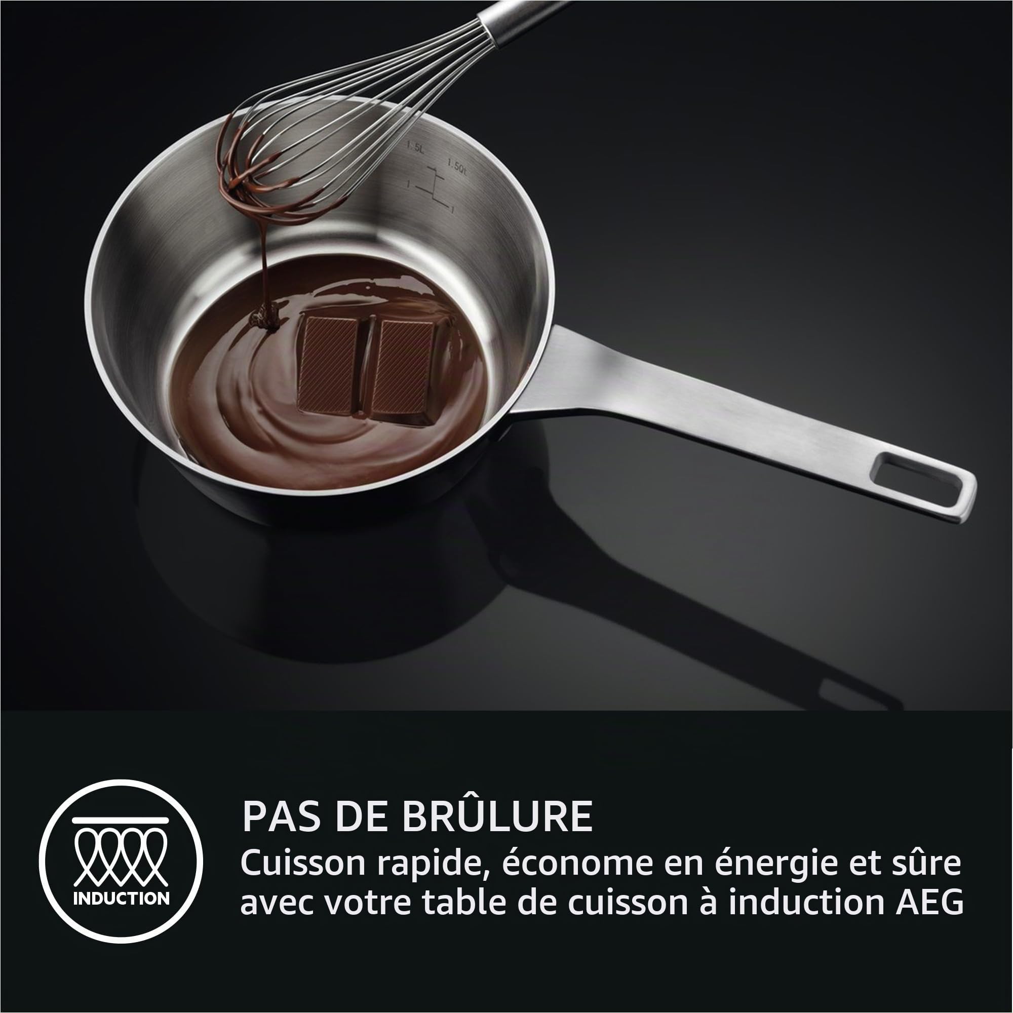 AEG 60 cm Induction Hob²Hood/Pyrolysis Hob – Self-Cleaning/SoftClosing/Touch Control/Grill Function/Screen with Clock/Child Safety/A/CIB6499APB