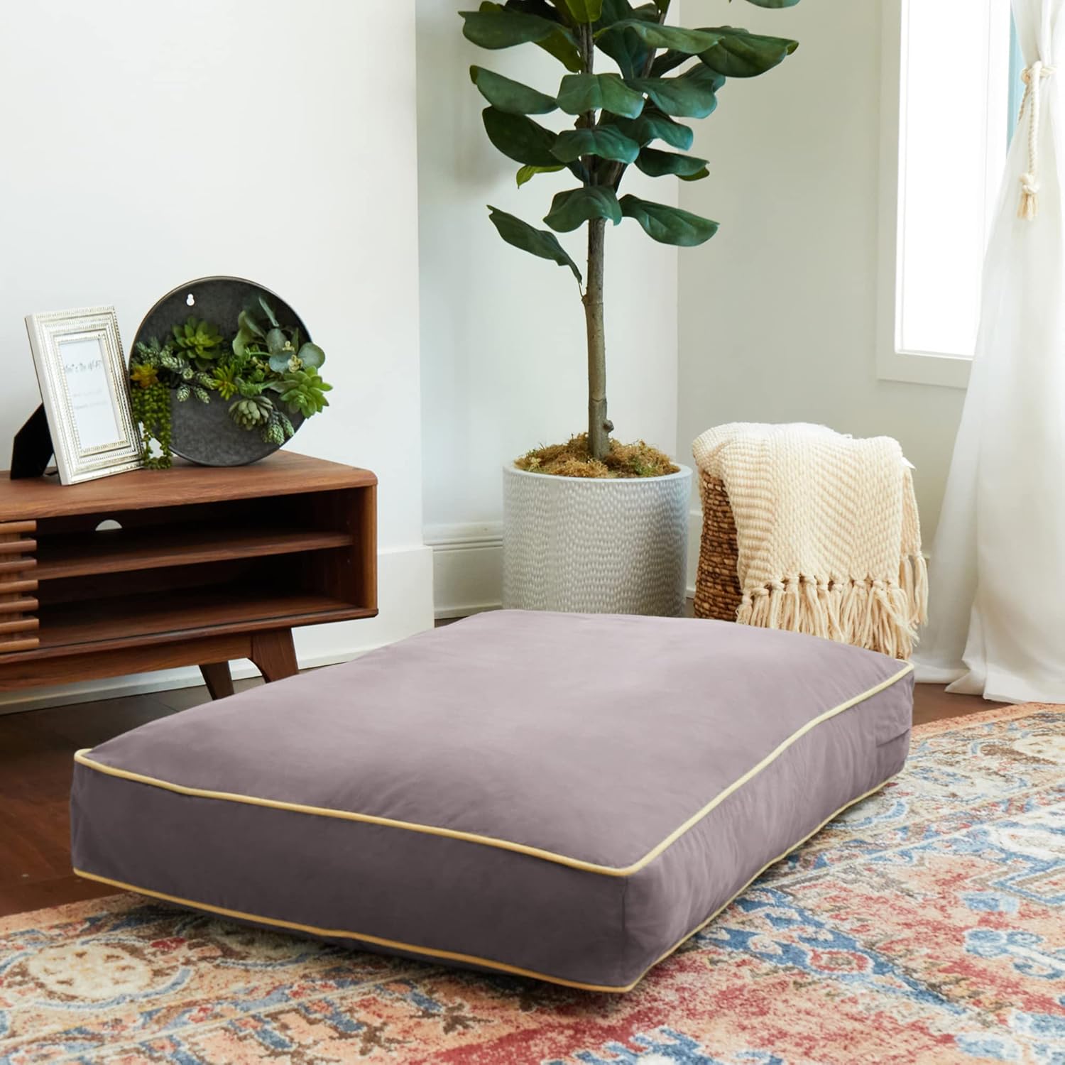 Buster Reversible Rectangle Pillow Style Dog Bed, Smoke, Medium (42 x 30 in.)