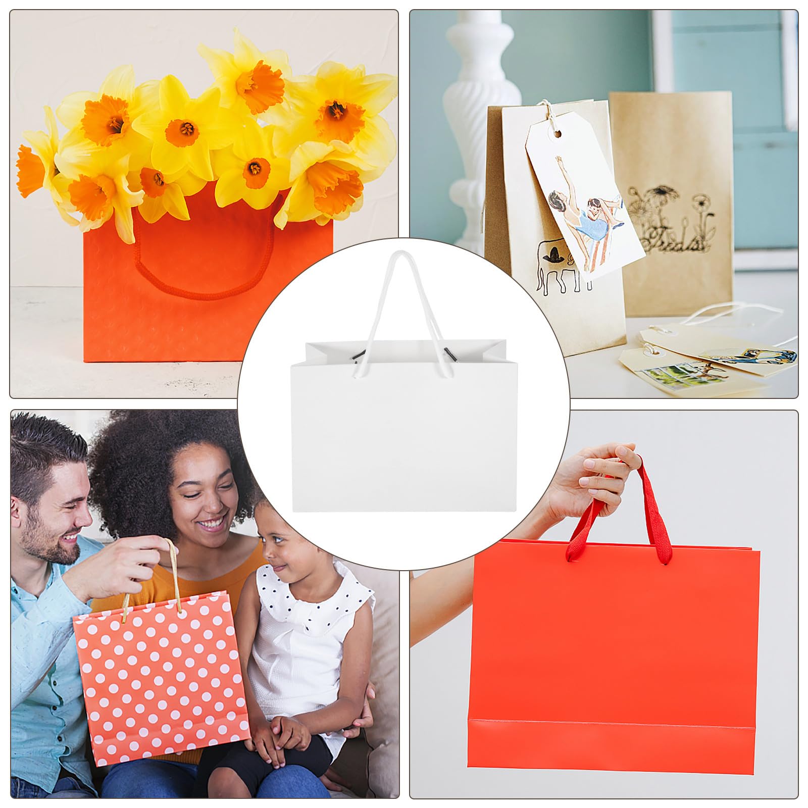 STOBAZA 20 Bolsas de Obsequio de Papel y Algodón Reutilizables y Ligeras para Dulces y Galletas en Fiestas de Cumpleaños y Bodas