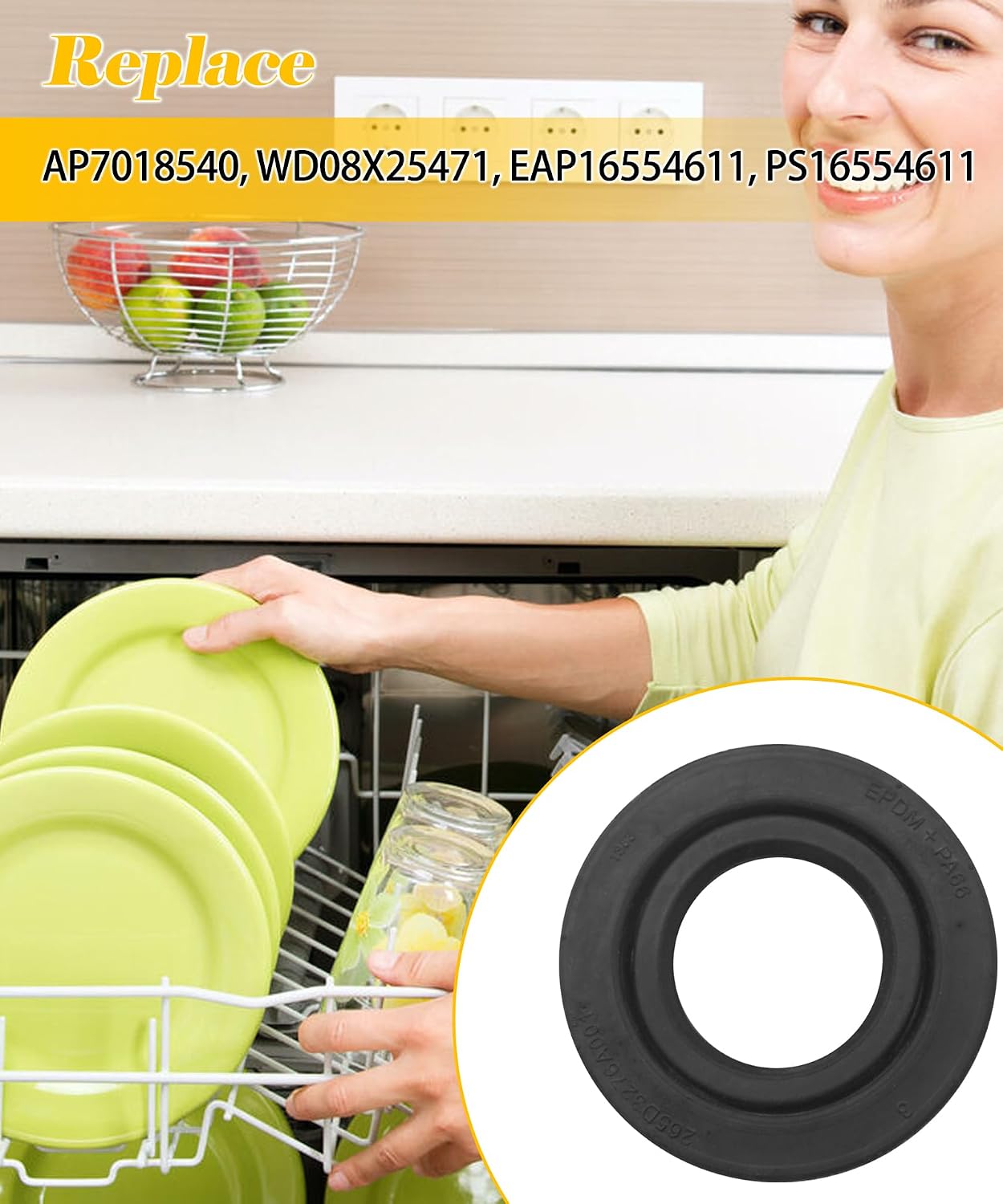 WD08X27458 Floating Seal Asm Compatible With GE Dishwashers,Replace AP7018540,WD08X25471,EAP16554611,PS16554611,WD08X27458 etc.