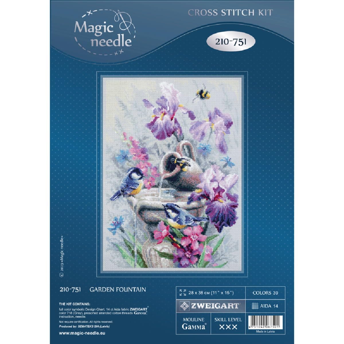 Zweigart Edition - Kit per ricamo a punto croce, motivo: fontana da giardino