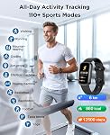 2026 Smart Watch Fitness Tracker pour hommes femmes, 1.47″ HD Ecran courbé, 24/7 Heart Rate Blood Moniteur de pression d'oxygène, Sleep Tracker, 110+ Modes de sport, Pedomètre étanche Smartwatch pour Android iOS