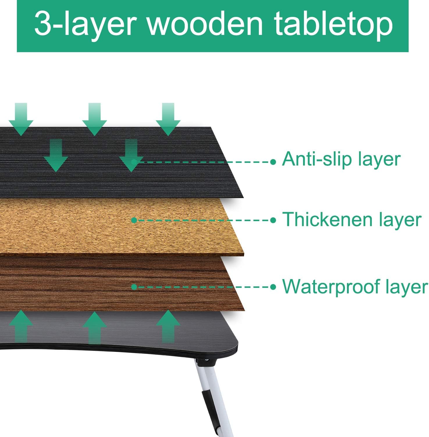AIXMEET Foldable Bed Table, Non-Slip Portable Laptop Desk, Fully Assembled, Notebook Stand Reading Holder with Cup Slots for Working/Playing Video Games/Watching on Dormitory/Couch/Sofa/Floor/Bed