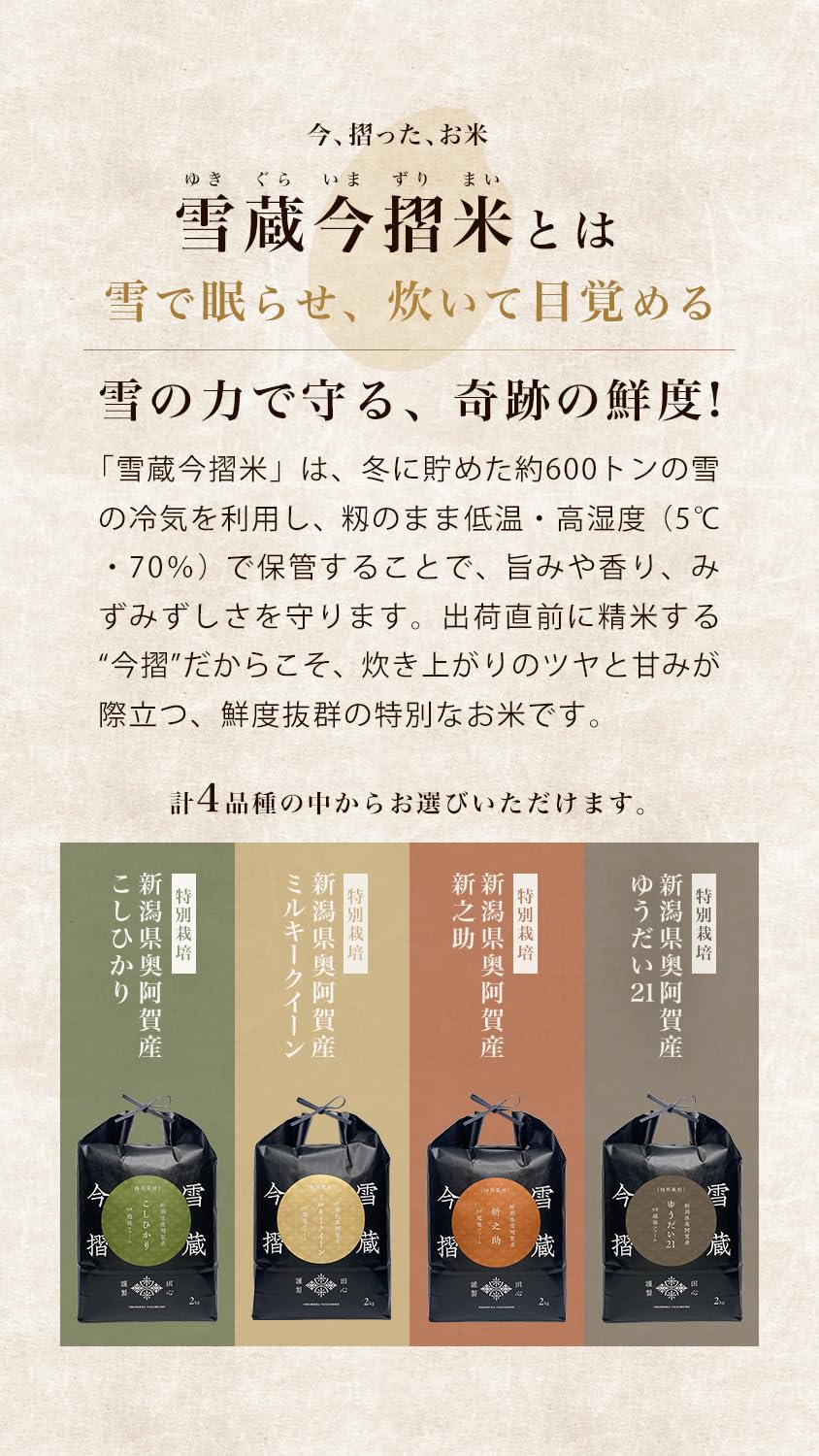 Amazon.co.jp: 雪蔵今摺米 コシヒカリ 2kg 天然雪でモミ保管 新潟県奥 