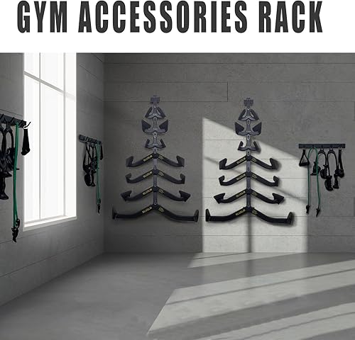 Miniatura 4 de Organizador de barra desplegable de pared con ganchos, estante de almacenamiento de gimnasio en casa para accesorios de desmontaje posterior,