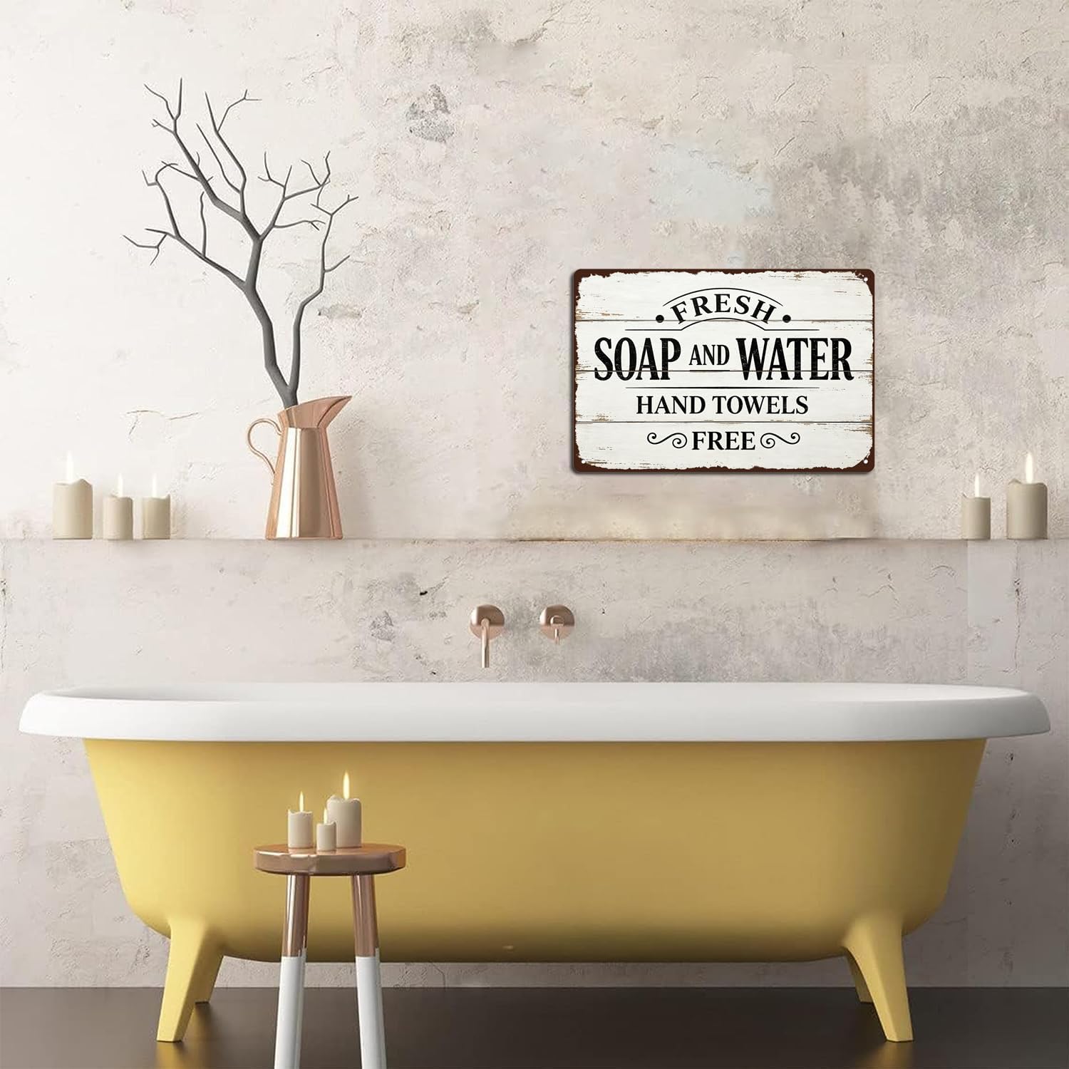 12x8 Inch Vintage Funny Metal Aluminum Sign"Fresh Soap and Water"Sign Funny Retro Toilet Restroom Washroom Wall Art, Farmhouse Home Bathroom Decor Gift image 5