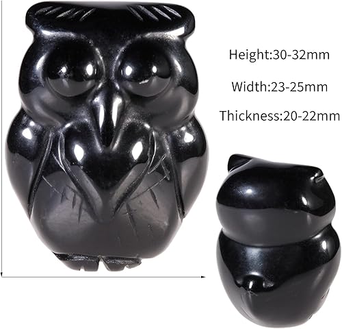 Miniatura 2 de Amogeeli Figura de búho de piedra tallada a mano, estatua de búho de cristal curativo, escultura animal para decoración de oficina en casa