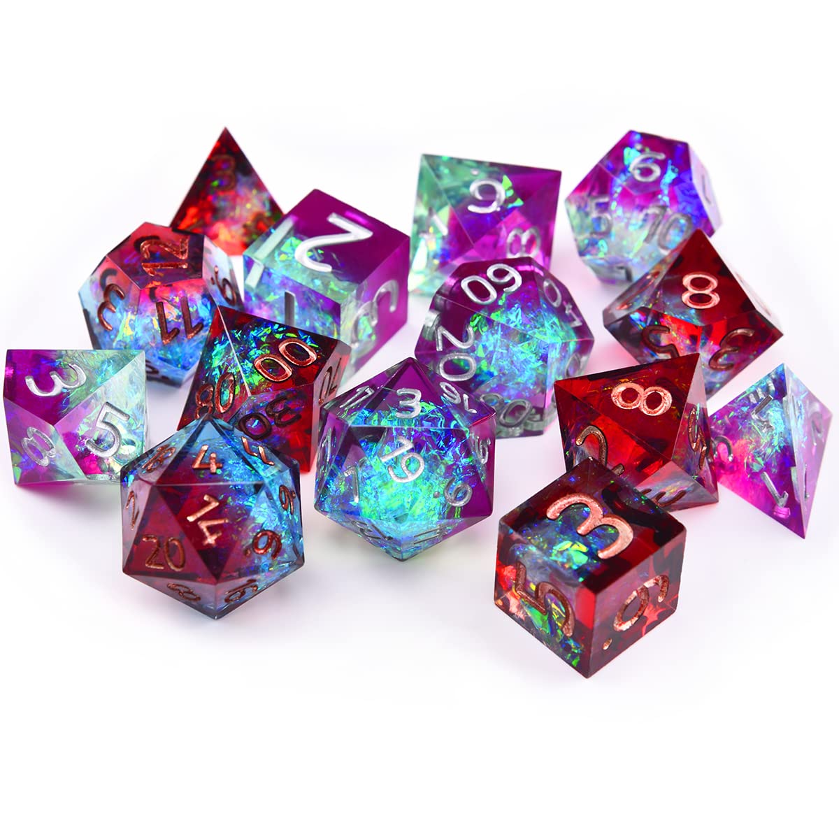 Würfelharz Polyedrale Schillern Dazzle Dice Set Für Tischspiele Rpg Dice Set/Purple Blue