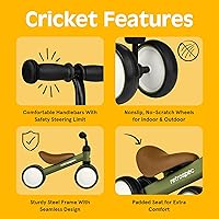 Vista 2 de Retrospec Cricket - Bicicleta de equilibrio para bebés con 4 ruedas para edades de 12 a 24 meses - Juguetes para bebés y niños pequeños de 1 año