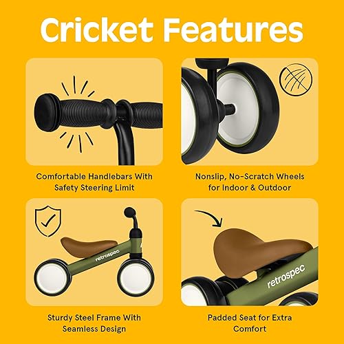 Miniatura 2 de Retrospec Cricket - Bicicleta de equilibrio para bebés con 4 ruedas para edades de 12 a 24 meses - Juguetes para bebés y niños pequeños de 1 año
