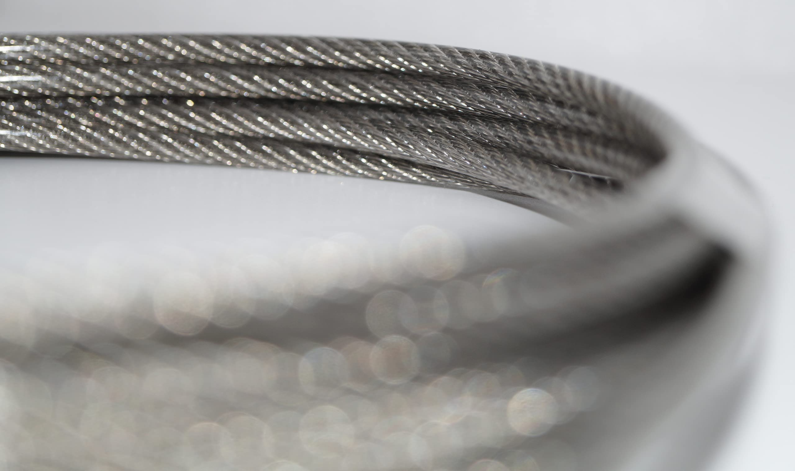 Nirosta Cable de alambre de 3/4 mm, 25 m, 3/4 mm, acero inoxidable, 7 x 7, recubierto de PVC transparente, EN 1.4401 dureza media A4