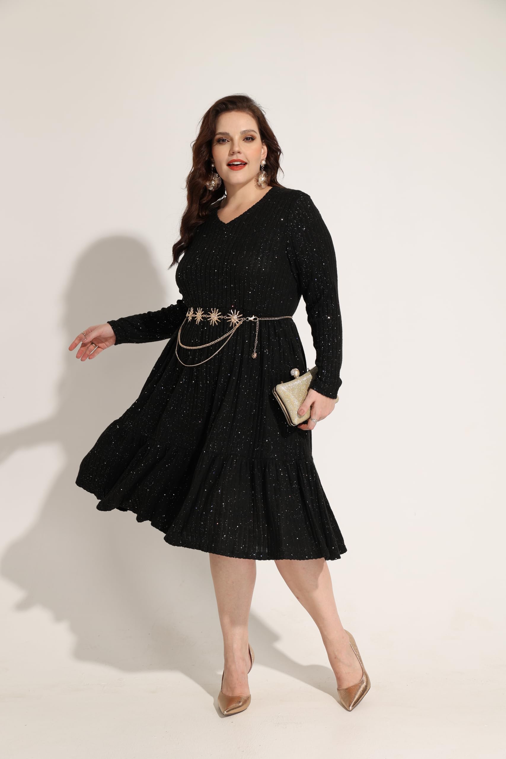 RITERA Robes de grande taille pour femmes courbes d'été printemps femmes robe col en V manches courtes robe décontractée avec poches XL-5XL