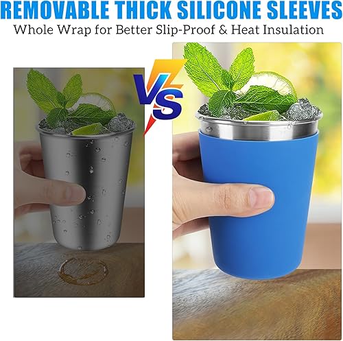 Miniatura 5 de ShineMe Vasos para niños pequeños con pajitas a prueba de derrames, paquete de 12 vasos para niños con popotes de silicona, tapas y fundas