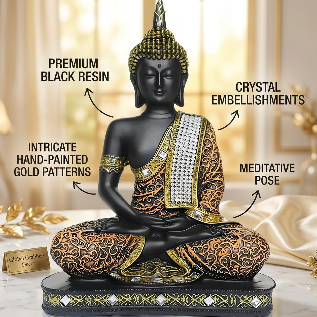 Amazon.com: Global Grabbers Sitting Buddha Idol Statue Showpiece
