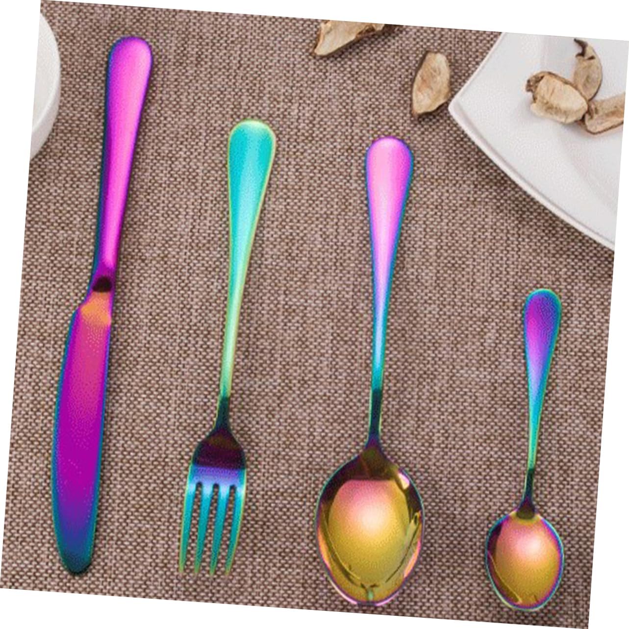 Stainless Steel Cutlery Set with Colorful Finish and Luxury Wooden Box for Home Restaurant and Party Use Includes Spoons Forks and Knives Dishwasher Safe