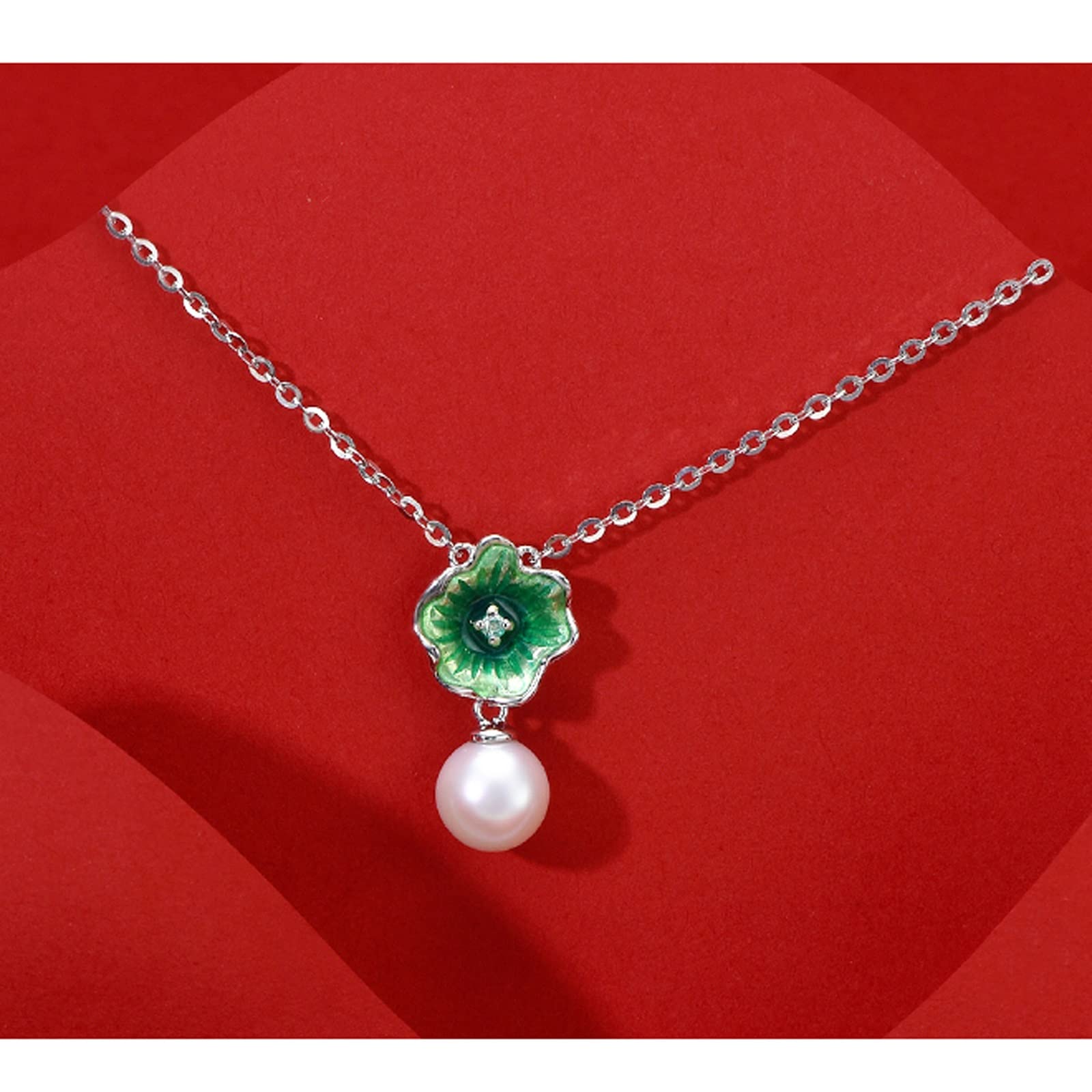 WZGWDC collane 925 Perle d'Acqua Dolce Catena Pendente 6-7mm Bianco Rotondo Femminile Tutto-fiammifero Regalo Gioielli ciondoli da Donna
