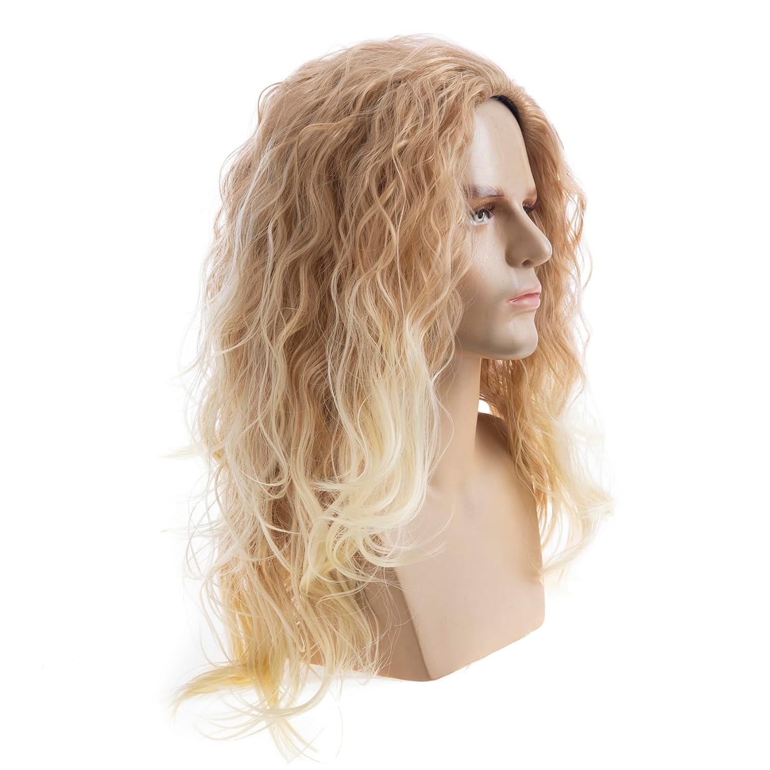 Qnbiar Long Curly Wavy Blonde Wigs for Men Synthetic Natural Party Halloween Cosplay Hair Wig - Image 3
