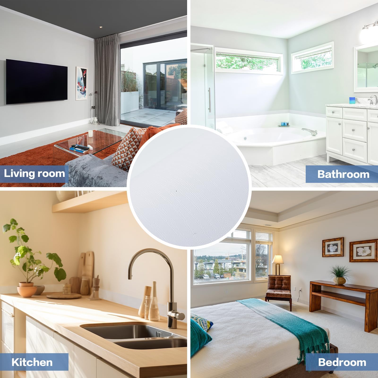 White Wood Grain Peel & Stick Wallpaper Border - Waterproof Self-Adhesive Trim For Mirrors, Tiles, And Furniture