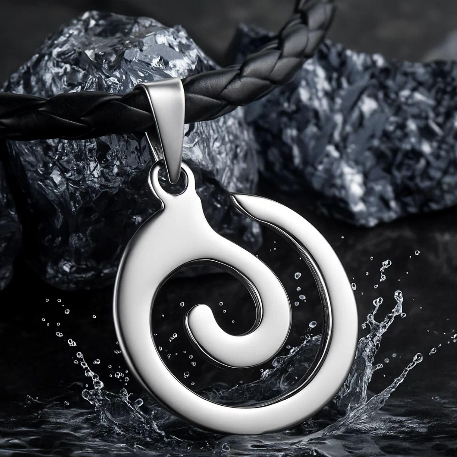 Collana Da Uomo Con Pendente A Spirale Maori Koru E Catenina In Pelle