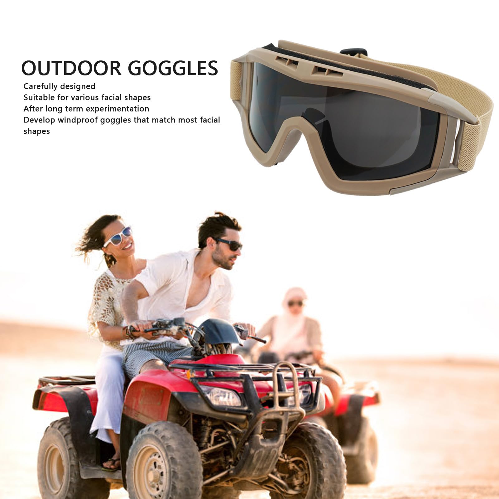 RiToEasysports Occhiali Desert Locust, Occhiali Khaki Desert Locust Occhiali Antivento Antivento per Moto Airsoft con 2 Lenti per Uomo Donna Adulti