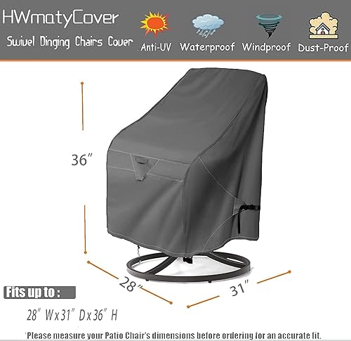 Miniatura 2 de Funda impermeable para silla de patio  Funda para silla de césped individual para asiento profundo para exteriores que se adapta a hasta 28 pulgadas