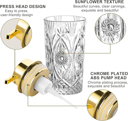 Miniatura 3 de LEICURACE Dispensador de jabón de manos de espuma de vidrio, dispensador de jabón espumoso para baño, dispensador de jabón transparente con bomba