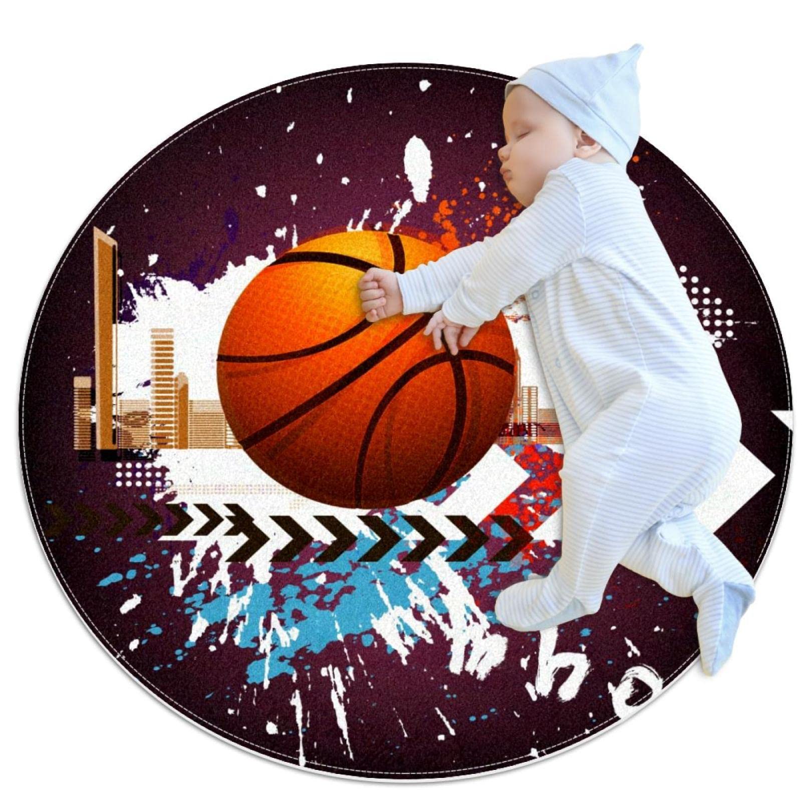 Tapis ballon de basket rond anti-bruit pour chambre d'enfant