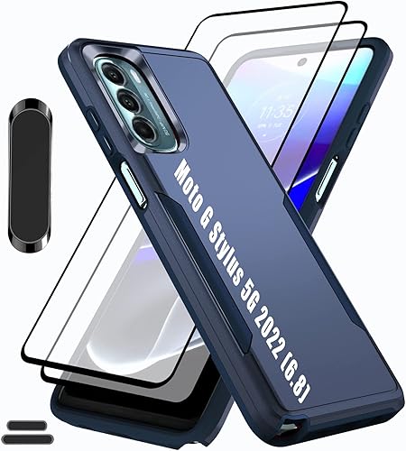 LMDAMZ Funda híbrida de doble capa para Moto G Stylus 5G 2022 de 6.8 pulgadas, de grado militar, resistente a los golpes, con 1 soporte magnético