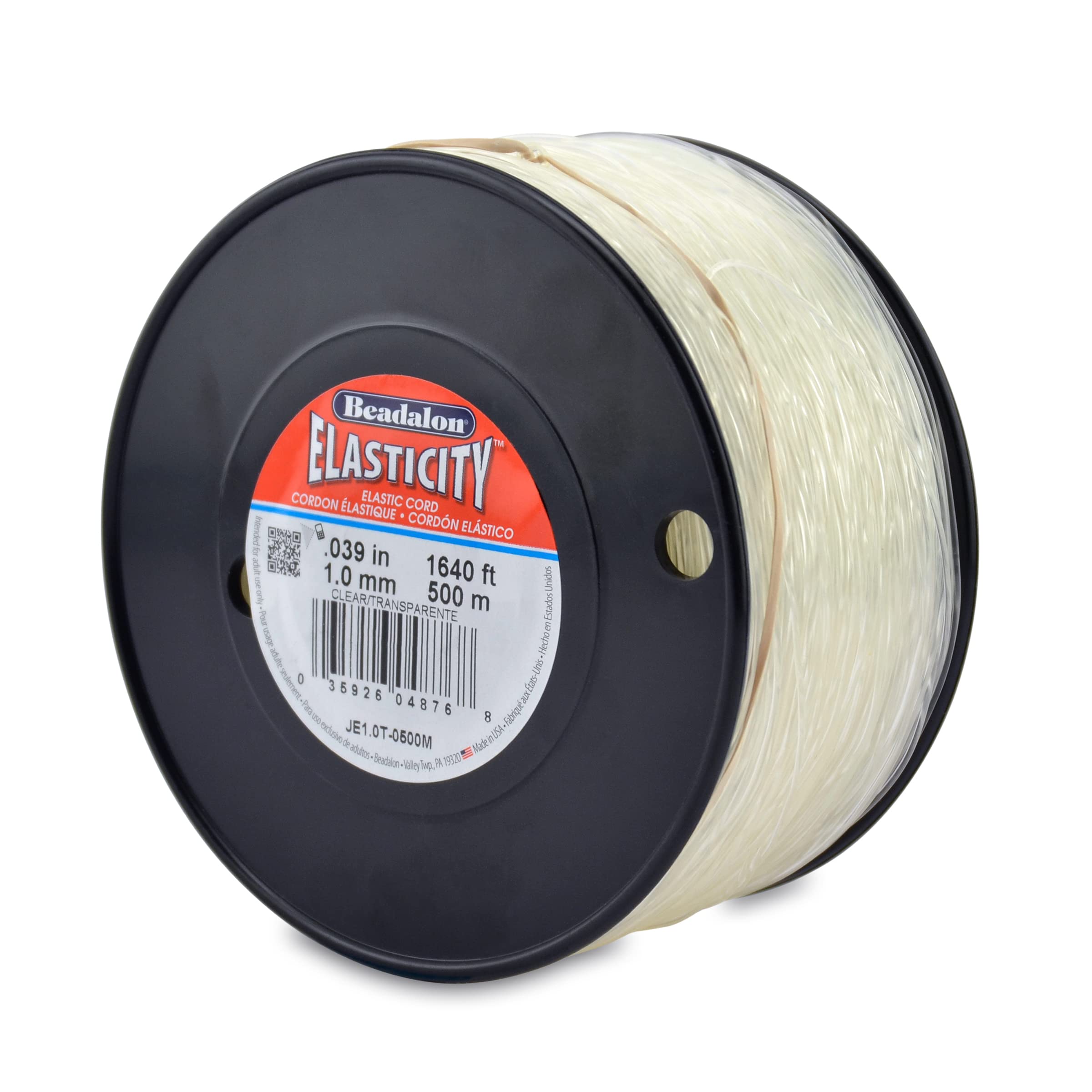 Hilo elástico Beadalon transparente de 1.0 mm, formato profesional de 500 metros