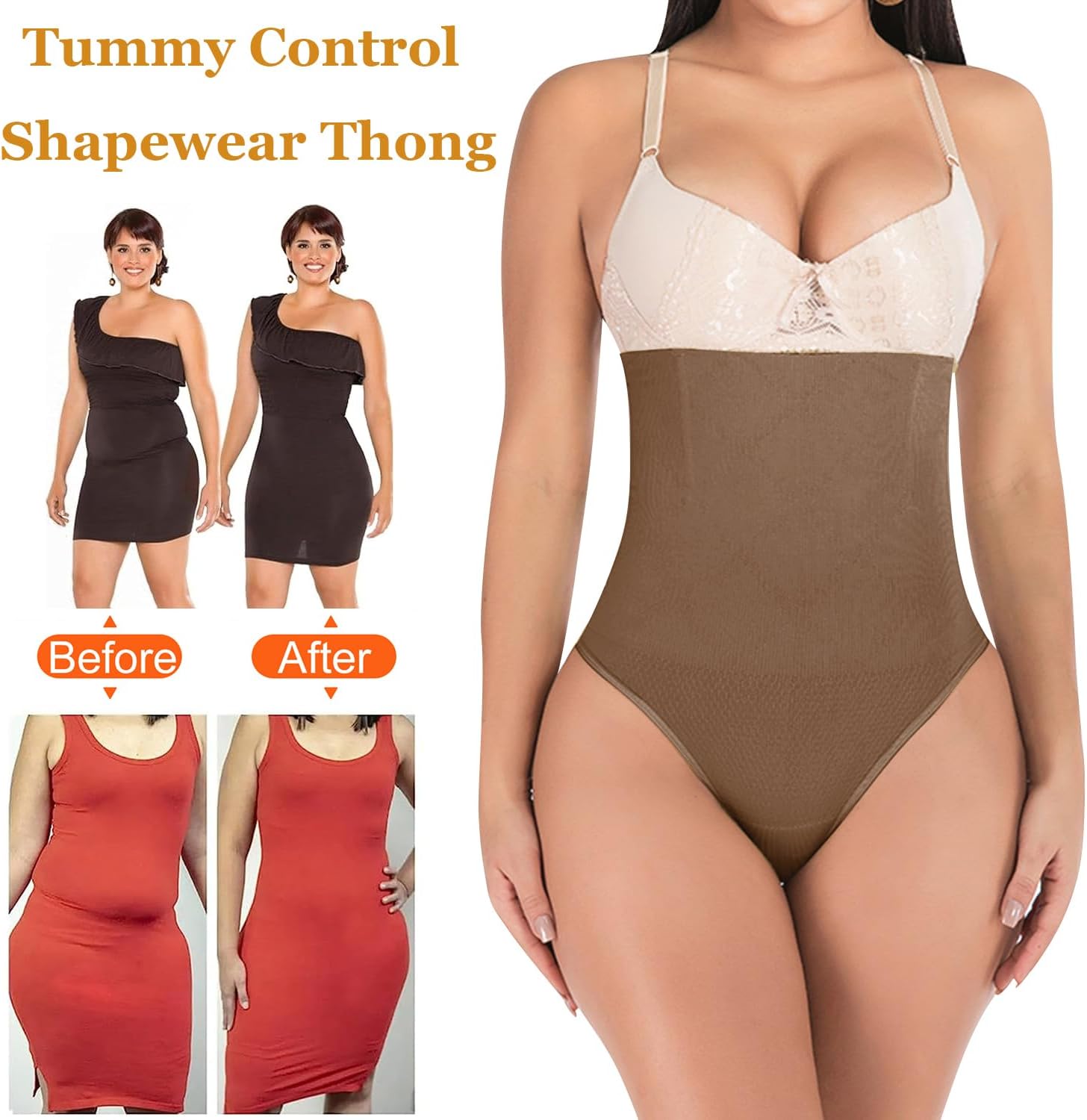 FLORATA Women's Thong Shapewear Tummy Control Butt Lifting Panties High Waist Body Shaper Briefs - Image 3