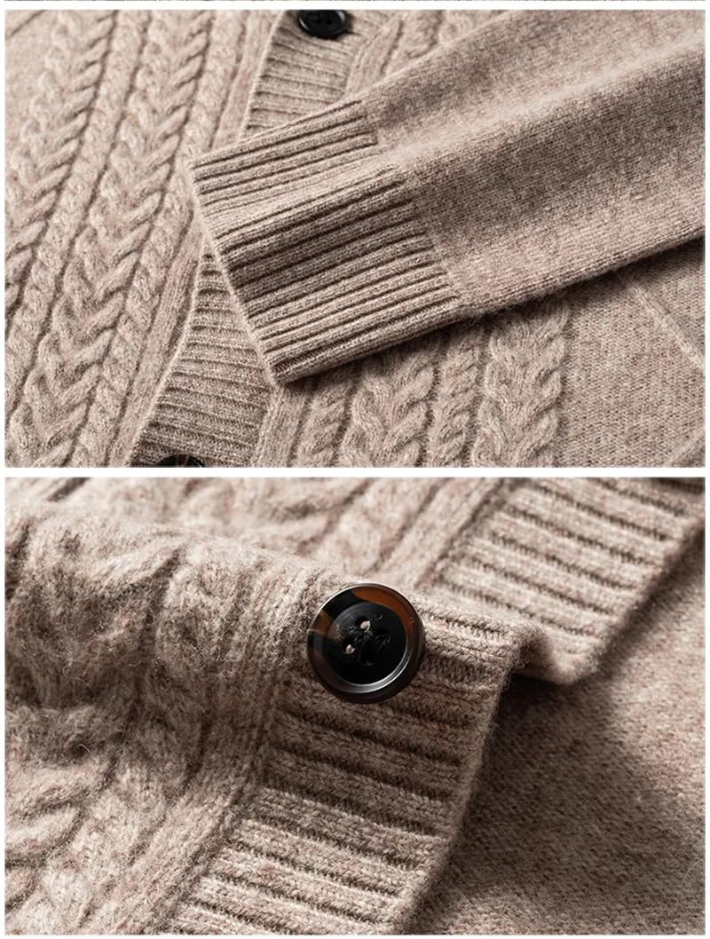 Hombres Otoño Invierno Sólido Suéter Grueso Cardigan Lana Knitwear Jumpers