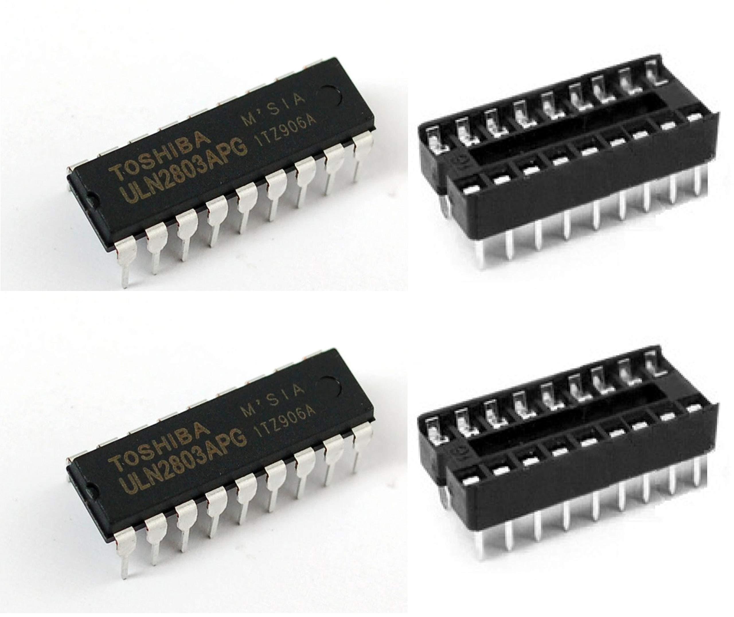 e4u ULN2803 8 Channel High Voltage High Current Driver IC + IC Base - 2 Pieces