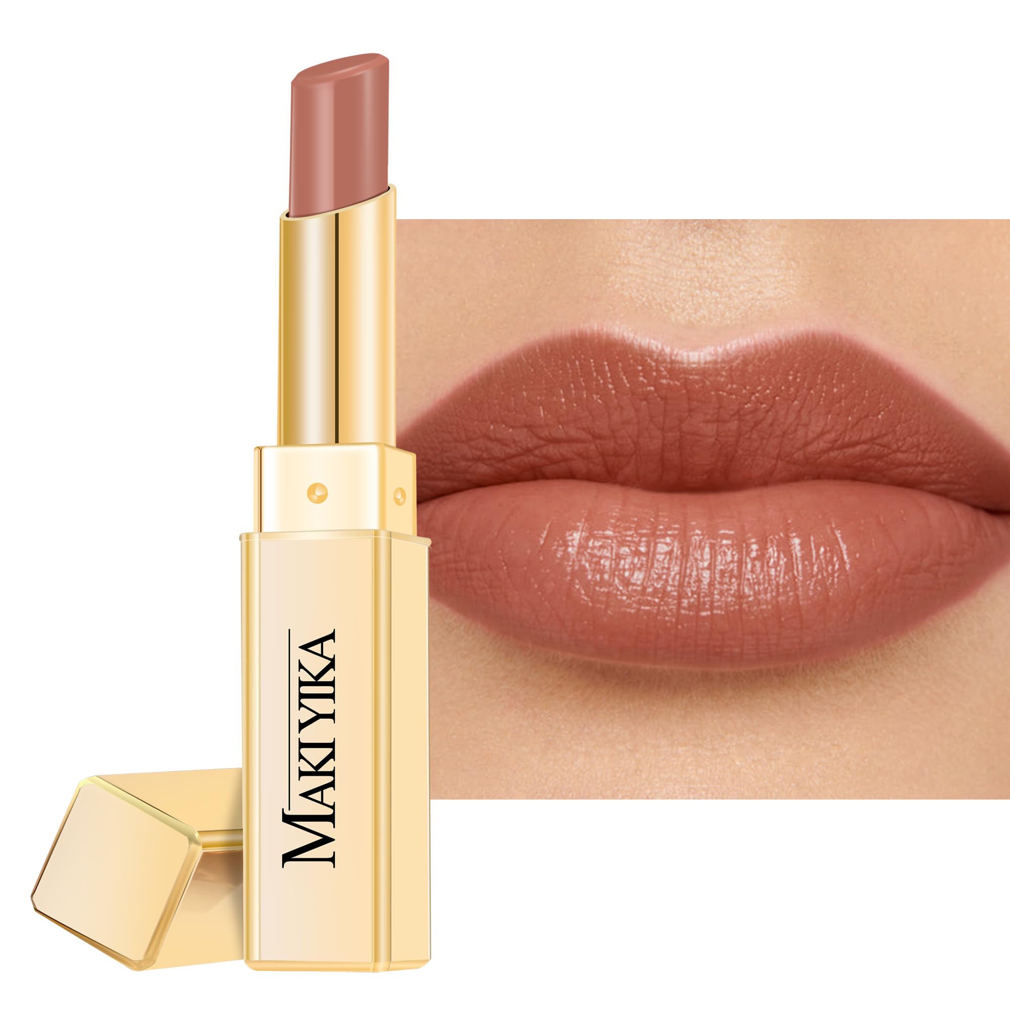 MAKI YIKAMoisture Nude Lipstick for Women Hydrate Lip Balm for Dry Cracked Lips Weightless Glossy Lip Color Juicy Finish,MA055 Mica Nude