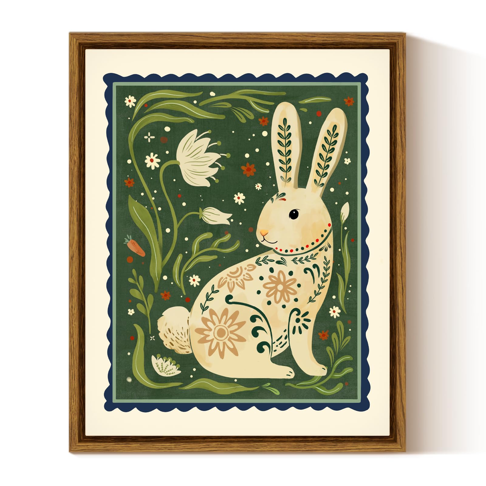 InSimSea Framed Canvas Wall Art for Living Room,Vintage Easter Bunny Decor Room Aesthetic,Neutral Rabbit Painting Picture Easter Decoration,Annimal Painting Pictures for Bedroom Kids Room- 8L x 10W — image 1